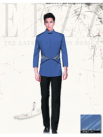 新款淺藍(lán)色長袖男款民族特色酒店服裝款式圖210