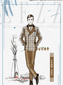 原創(chuàng)設(shè)計藍淺咖色男款學(xué)生服校服款式圖046