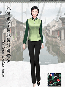 新款草綠色女款西餐服務(wù)員制服設(shè)計(jì)圖1293