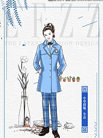 原創(chuàng)設(shè)計(jì)淺藍(lán)色女款學(xué)生服校服款式圖047
