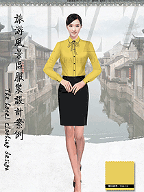 原創(chuàng)制服設(shè)計淺黃色女款酒店西餐廳服務(wù)員服裝款式圖1295