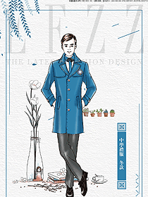 時(shí)尚淺藍(lán)色男款學(xué)生服校服款式設(shè)計(jì)圖048