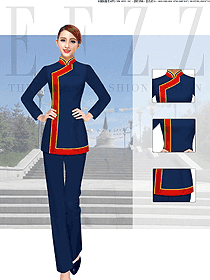 藏藍(lán)色女款民族特色酒店服裝款式圖222