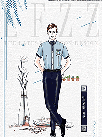 原創(chuàng)設(shè)計(jì)淺藍(lán)色短袖男款學(xué)生服校服款式圖068