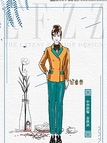 時尚淺黃色女款學(xué)生服校服款式設(shè)計圖069