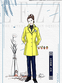 亮黃色女款學(xué)生服校服款式設(shè)計(jì)圖071