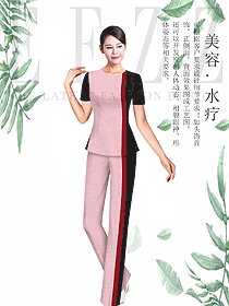 粉紅色女款按摩技師服款式設(shè)計圖1435