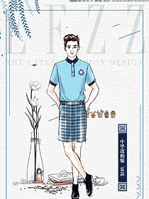 淺藍(lán)色女款學(xué)生服校服款式設(shè)計(jì)圖074