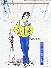 時尚淺黃色運動服款學生服校服款式設計圖075