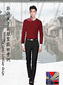 原創(chuàng)制服設(shè)計(jì)紅色男款西餐服務(wù)員服裝款式圖1308
