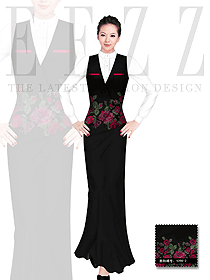 時尚黑色長裙款西餐服務(wù)員服裝款式圖894