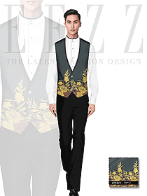 原創(chuàng)制服設(shè)計(jì)男款馬甲款西餐服務(wù)員服裝款式圖891