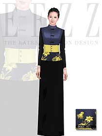 新款長袖女款酒店中餐迎賓制服設(shè)計圖620