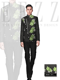 原創(chuàng)制服設(shè)計(jì)長袖男款中餐服務(wù)員服裝款式圖1039