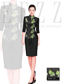 新款長袖女款中餐服務(wù)員服裝設(shè)計圖1625