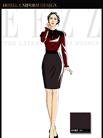 原創(chuàng)制服設(shè)計(jì)紅色女款中餐服務(wù)員服裝款式圖1610
