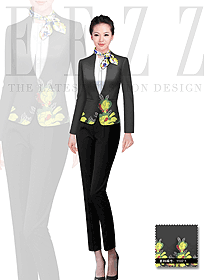 新款黑色女款空姐制服款式效果圖738