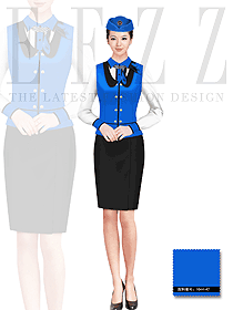 原創(chuàng)設計深藍色馬甲款空姐制服款式圖410
