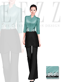 原創(chuàng)制服設計女款中餐服務員服裝款式圖1643