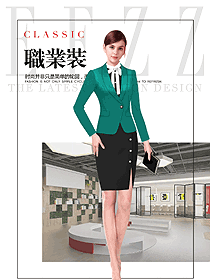 綠色女秋冬職業(yè)裝設(shè)計效果圖1534