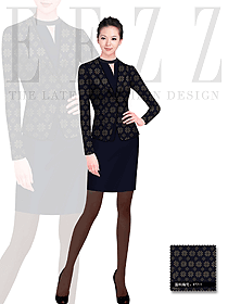 時尚黑色長袖女秋冬職業(yè)裝制服設(shè)計圖1109