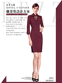 原創(chuàng)制服設計暗紅色女職業(yè)裝夏裝款式圖763