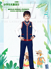 原創(chuàng)制服設(shè)計深藍色男款學(xué)生服校服款式圖090