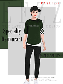 時(shí)尚墨綠色女款快餐廳服裝款式設(shè)計(jì)圖292