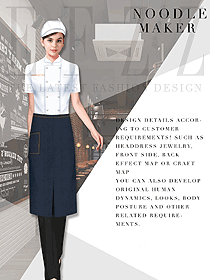 原創(chuàng)制服設(shè)計白色短袖女款廚師服款式圖451