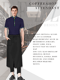 新款深紫色男款快餐廳服務(wù)員制服設(shè)計圖312