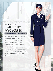 新款藏藍色空姐制服款式效果圖818
