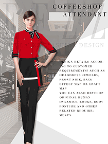 時(shí)尚紅色女款西餐服務(wù)員服裝款式圖1334