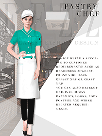 時尚短袖女款廚師服款式設(shè)計圖464