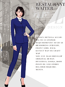 時尚深藍(lán)色女秋冬職業(yè)裝制服設(shè)計圖1596