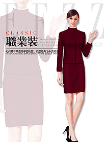原創(chuàng)制服設計玫紅色女秋冬職業(yè)裝款式效果圖1597