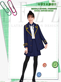 新款藏藍色女款學生服校服款式設(shè)計圖121