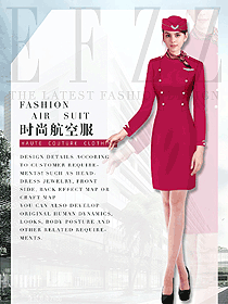 時(shí)尚紅色長(zhǎng)袖空姐制服設(shè)計(jì)圖825