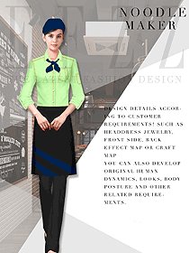 新款淺綠色女款快餐廳服務(wù)員制服設(shè)計圖322