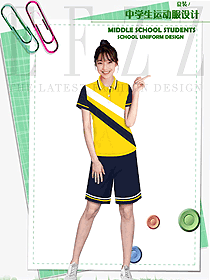 新款淺黃色短袖女款學(xué)生服校服款式設(shè)計(jì)圖124