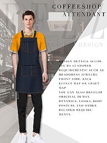 新款圍裙款快餐廳服務(wù)員制服設(shè)計(jì)圖328