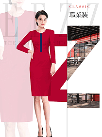 時尚紅色女秋冬職業(yè)裝制服設(shè)計圖1609