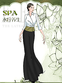 淺黃色女款SPA水療會所咨客制服設計圖435
