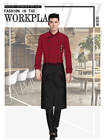 原創(chuàng)制服設(shè)計(jì)紅色男款廚師服款式圖472