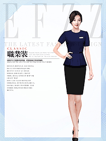 新款深藍色總臺收銀接待制服設(shè)計圖429