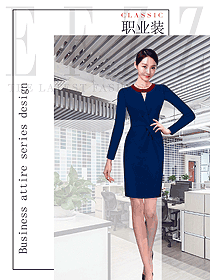 時尚深藍色女職業(yè)裝夏裝制服設(shè)計圖840