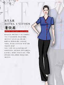 短袖女款中餐服務(wù)員服裝款式圖2094