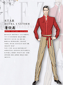 長(zhǎng)袖男款中餐服務(wù)員制服款式圖2101