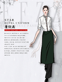 原創(chuàng)制服設(shè)計女款中餐服務(wù)員服裝款式圖2106