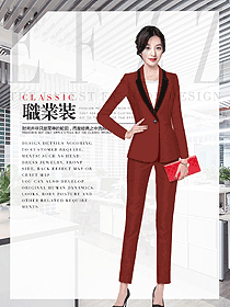 紅色女秋冬職業(yè)裝制服設(shè)計圖1794