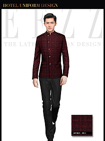 棗紅色男款酒店行李生制服設(shè)計(jì)圖1133